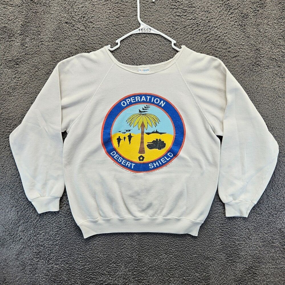Vtg Operation Desert Shield Sweatshirt Size Large United In the Pursuit Of Peace